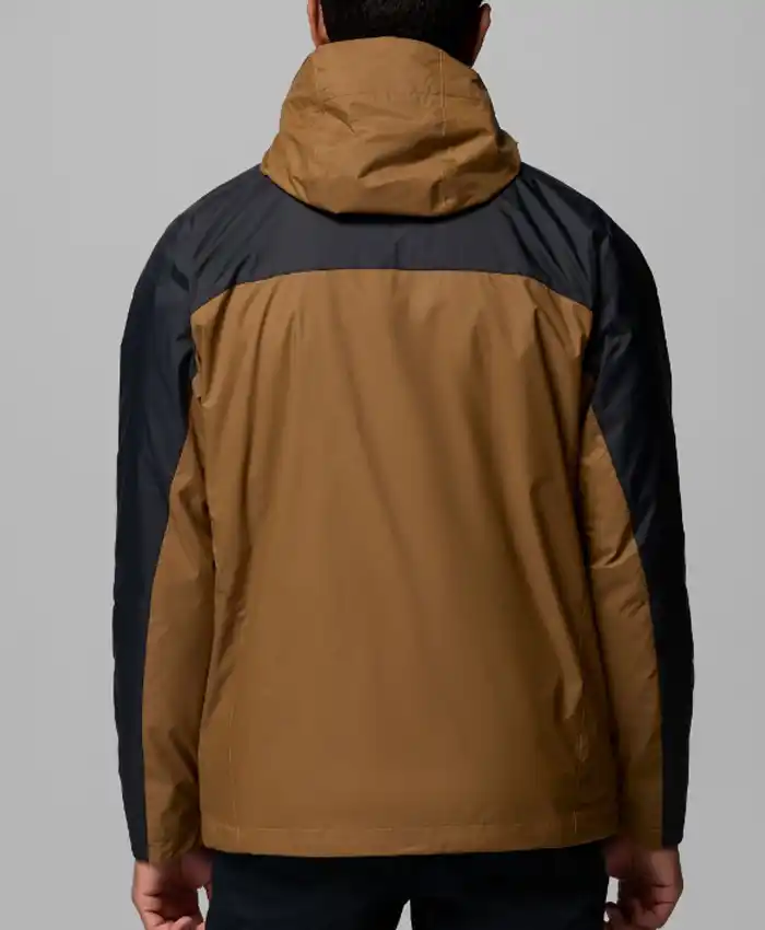 Brown and Black Waterproof Hooded Jacket