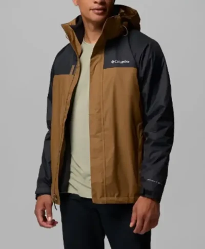 Brown and Black Waterproof Hooded Jacket