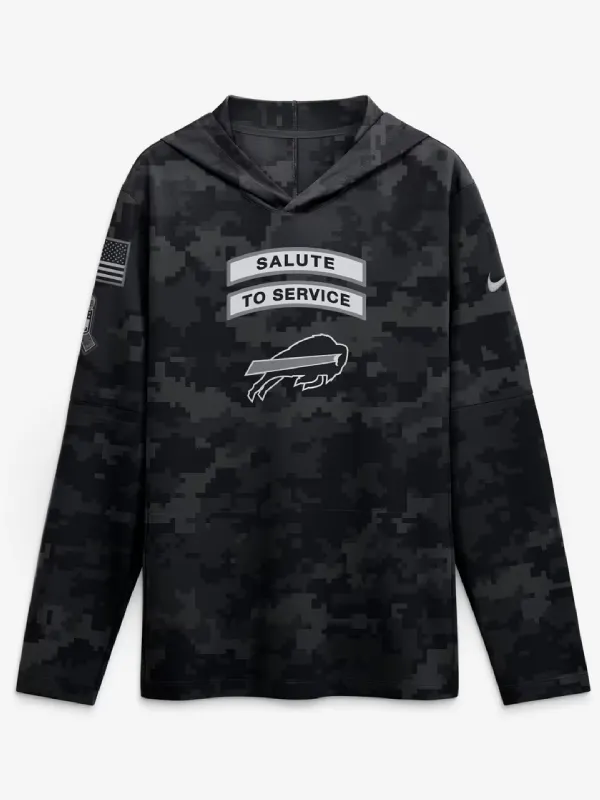 Buffalo Bills 2026 Salute to Service Hooded Long Sleeve Shirt