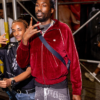 Celine Burgundy Velvet Triomphe Track Jacket