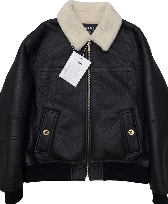 Chanel FW27 Shearling Collar Leather Jacket
