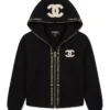 Chanel Knit Zip-Up Hooded Jacket