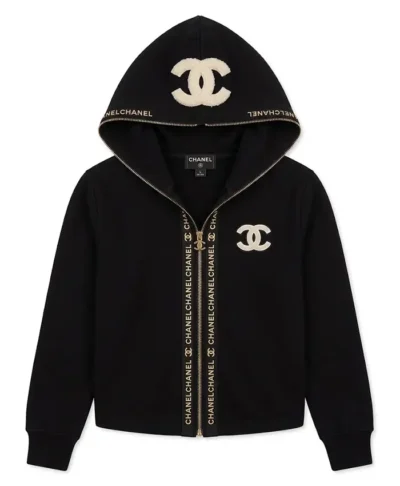 Chanel Knit Zip-Up Hooded Jacket