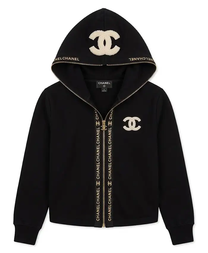 Chanel Knit Zip-Up Hooded Jacket