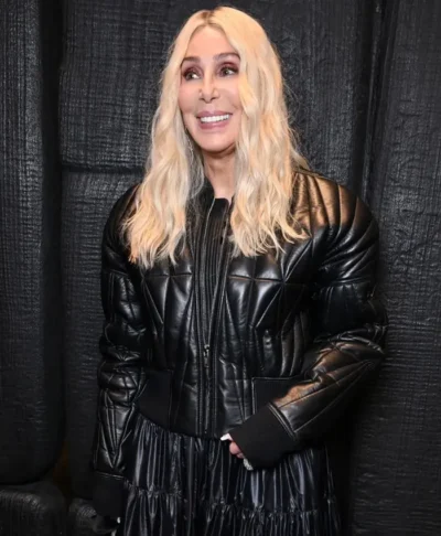 Cher NYFW Event Black Leather Jacket