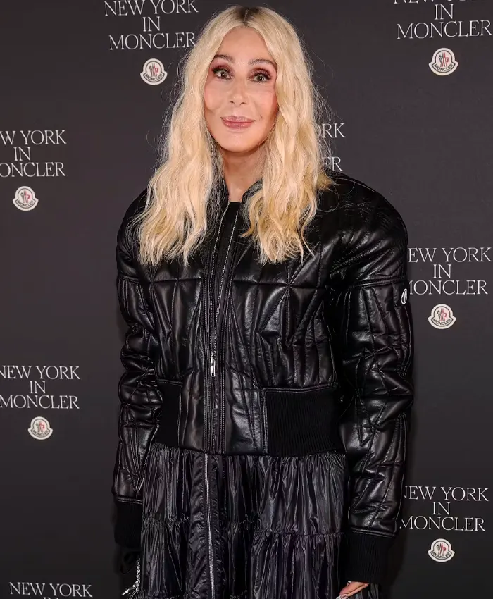 Cher NYFW Event Black Leather Jacket