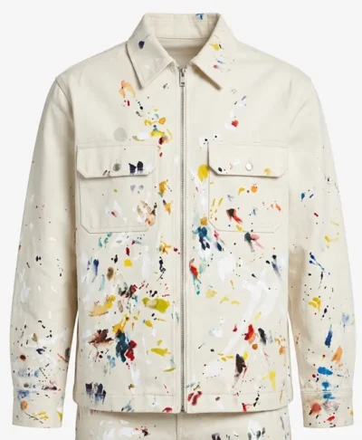Chris Brown Paint Embroidered White Jacket