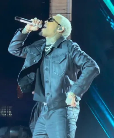 Chris Brown R&B Tour Black Leather Jacket 2026