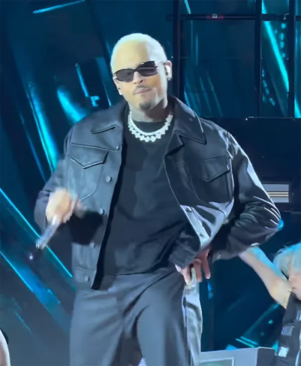 Chris Brown R&B Tour Black Leather Jacket 2026