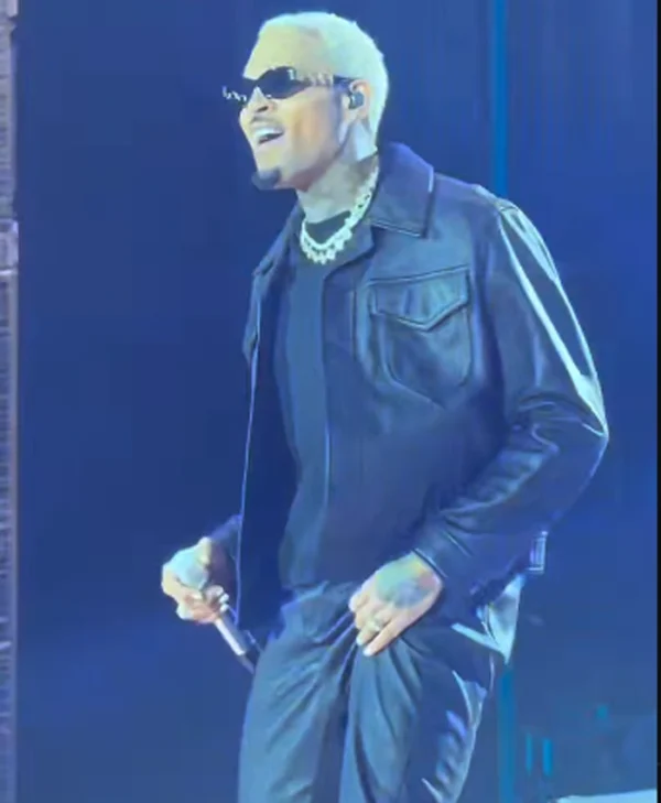 Chris Brown R&B Tour Black Leather Jacket 2026