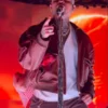 Chris Brown Studded Brown Leather Jacket