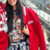 Claire Kittle The Boys Red Bomber Jacket