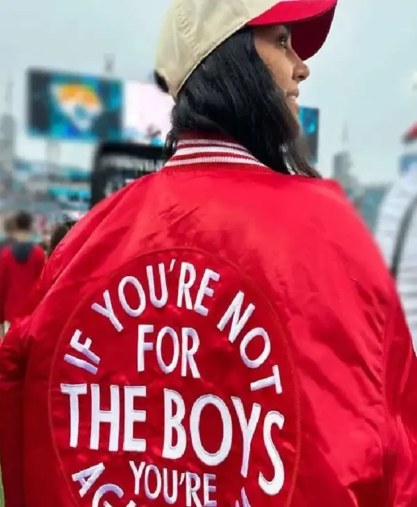 Claire Kittle The Boys Red Bomber Jacket