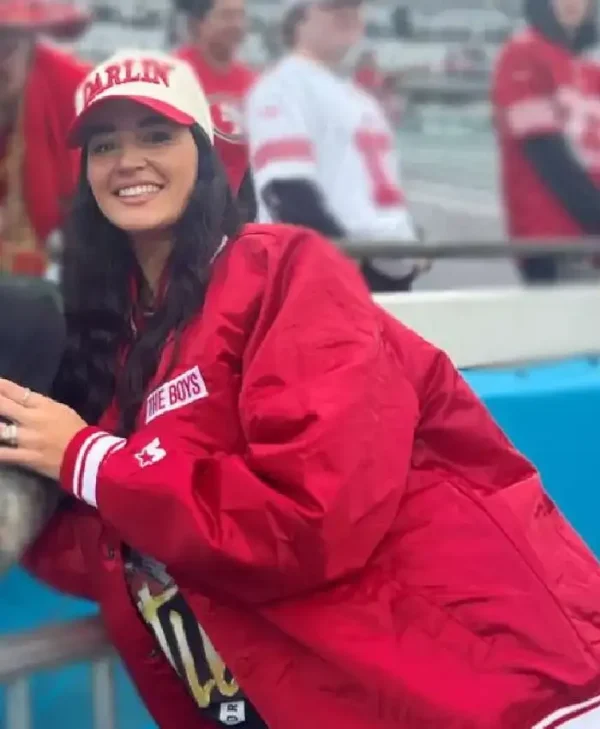 Claire Kittle The Boys Red Bomber Jacket