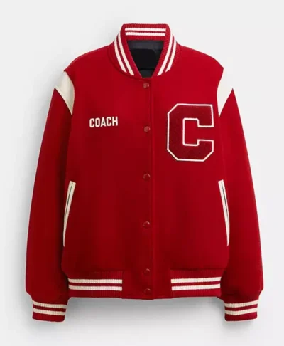 Coach Red Wool Varsity Jacket