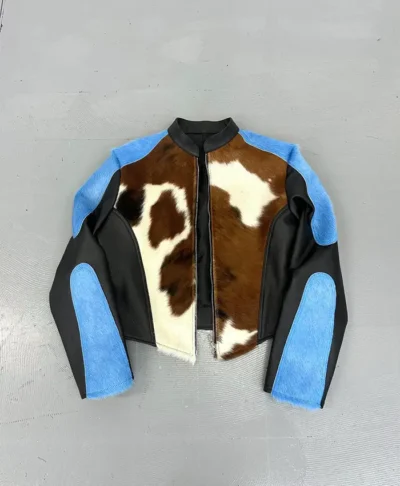 Cowhide Blue Dyed Calf Hair Jacket