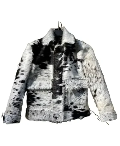 Cowhide Grey And Black Fur Leather Jacket