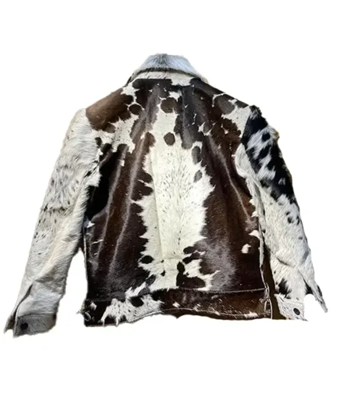 Cowhide Grey And Black Fur Leather Jacket