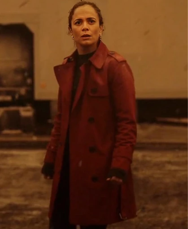 Dark Matter Alice Braga Double Breasted Red Trench Coat