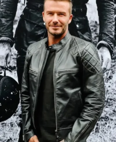 David Beckham’s Black Biker Leather Jacket