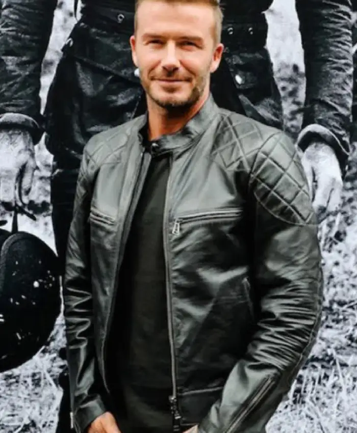 David Beckham’s Black Biker Leather Jacket