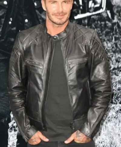 David Beckham’s Black Biker Leather Jacket