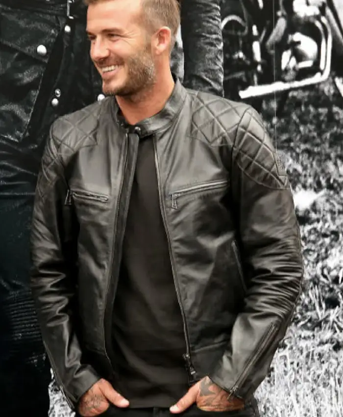 David Beckham’s Black Biker Leather Jacket