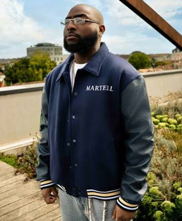 Davido Martell Navy Blue Varsity Jacket