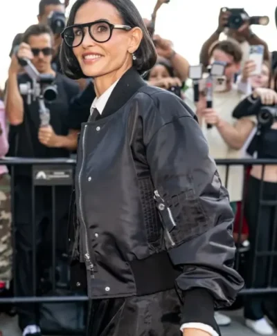 Demi Moore New York Fashion Week Leather Zip Jacket