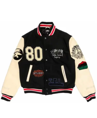 Denim Tears X Stüssy X Our Legacy Patch-Detail Varsity Jacket