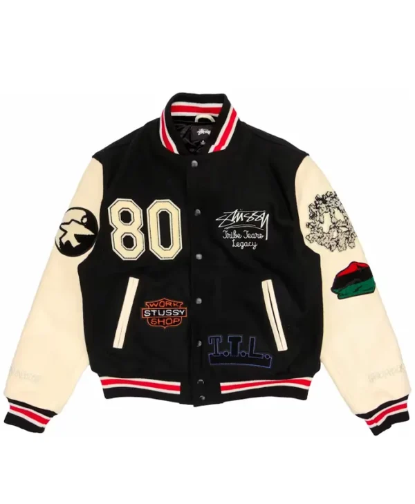 Denim Tears X Stüssy X Our Legacy Patch-Detail Varsity Jacket