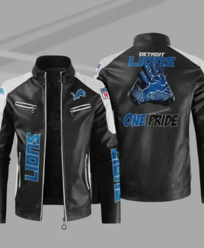 Detroit Lions Black Leather Coat