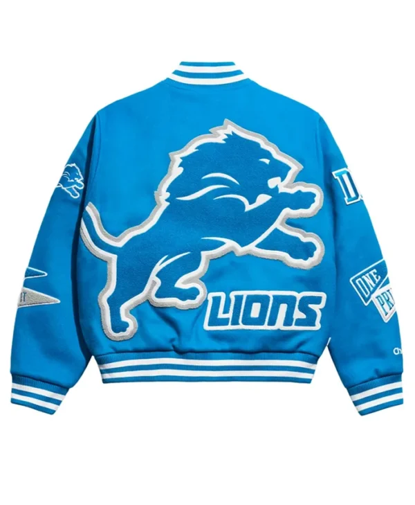 Detroit Lions Chalk Line Blue Pennant Varsity Jacket