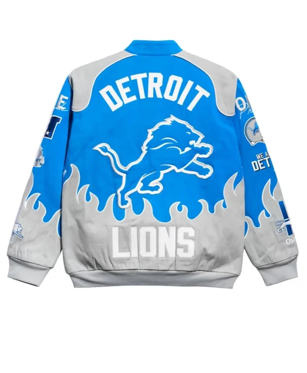Detroit Lions Chalk Line Blue Premium Racing Jacket