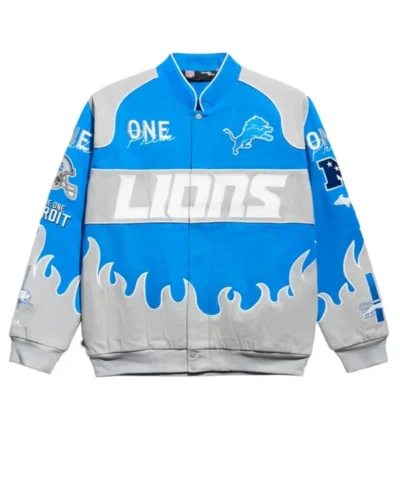 Detroit Lions Chalk Line Blue Premium Racing Jacket