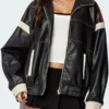 Edikted North Star Leather Bomber Jacket