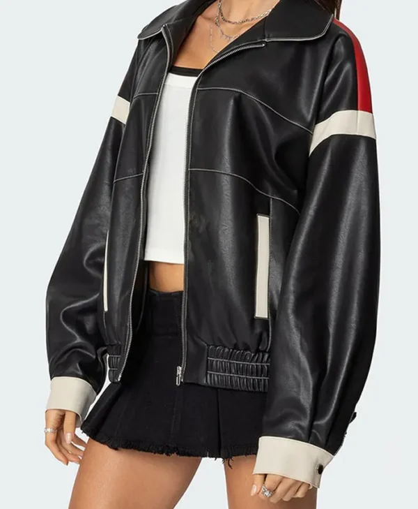 Edikted North Star Leather Bomber Jacket