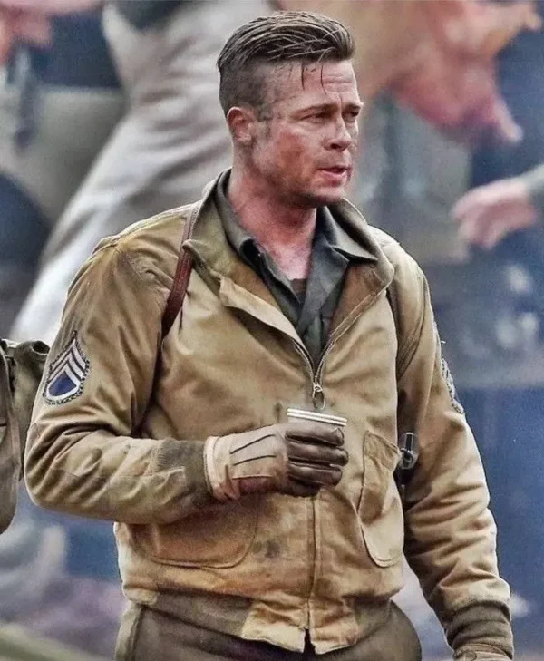 Fury Brad Pitt Military Cotton Bomber Jacket