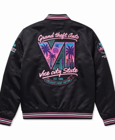 GTA VI Vice City State Black Bomber Jacket