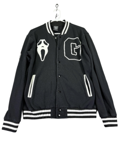Ghost Face Black Graphic Varsity Jacket