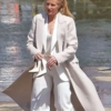 Gillian Anderson Animals Off-White Wool Coat