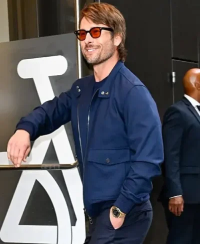 Glen Powell Navy Wool Jacket