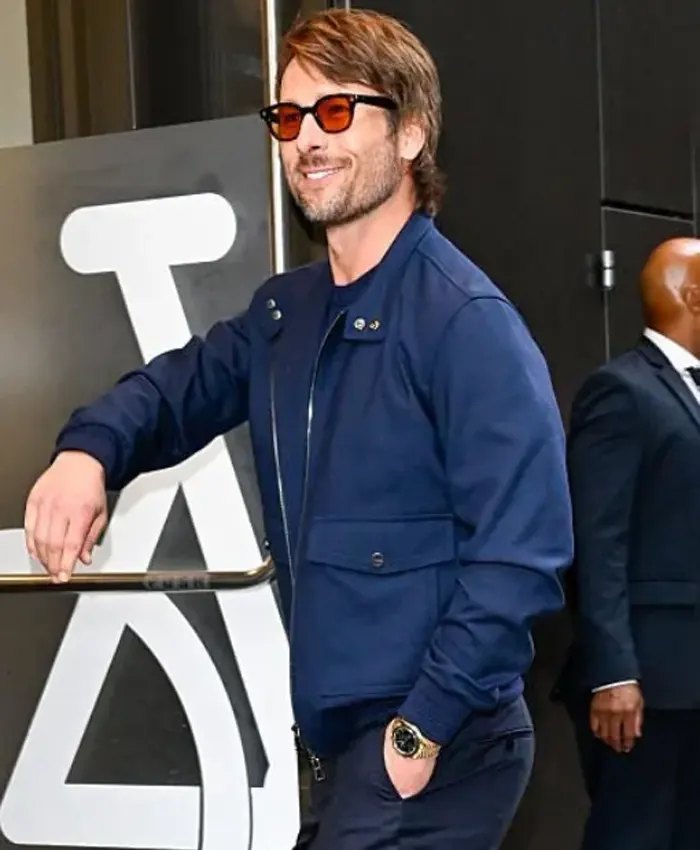 Glen Powell Navy Wool Jacket