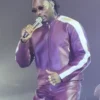 God We Trust Tour Asake Purple Leather Jacket