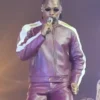 God We Trust Tour Asake Purple Leather Jacket