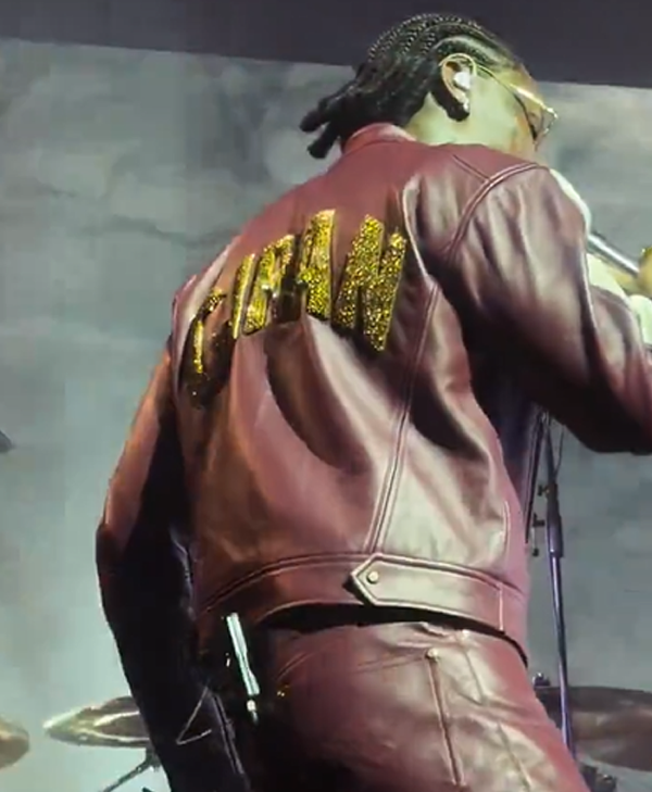God We Trust Tour Asake Purple Leather Jacket