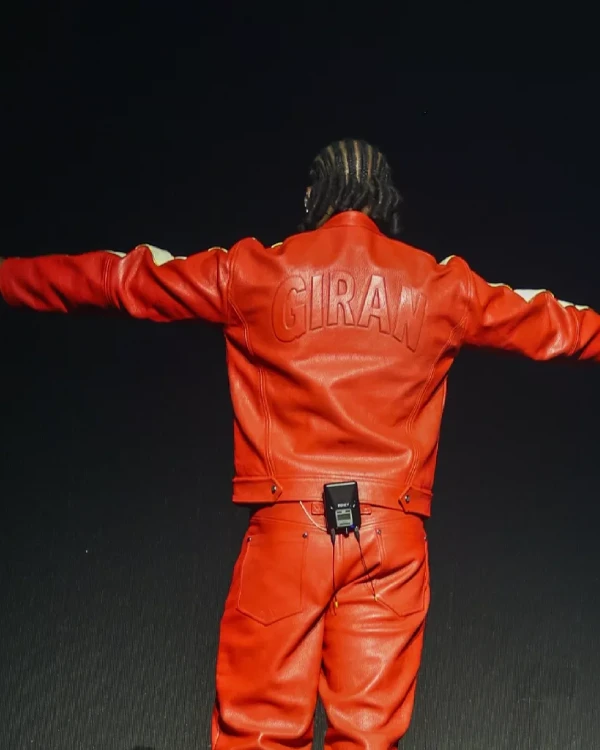 God We Trust Tour Asake Red Leather Jacket