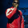 God We Trust Tour Asake Red Leather Jacket