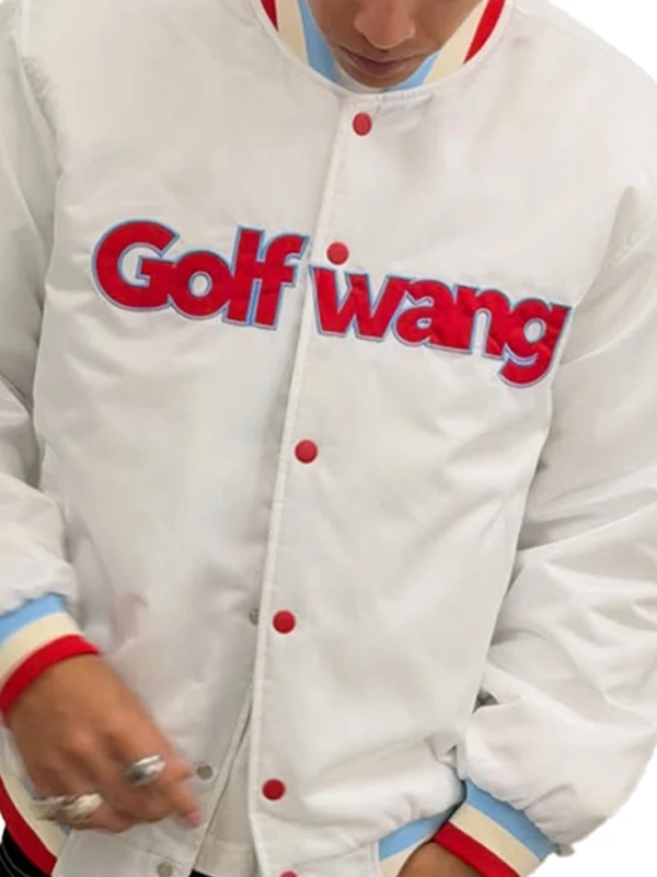 Golf Wang White Satin Snap Button Jacket