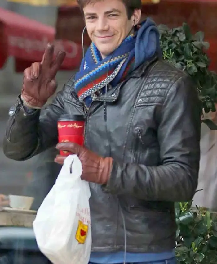 Grant Gustin The Flash Black Leather Jacket
